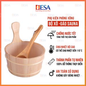 Bộ Đôi Xô Gỗ và Gáo Gỗ Múc Nước HESA