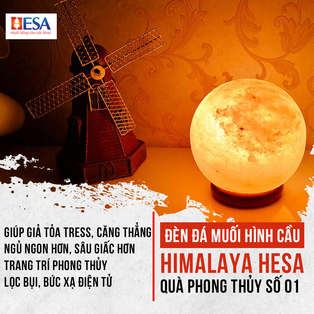 Đèn Đá Muối Hình Quả Cầu Himlaya - Ảnh 2