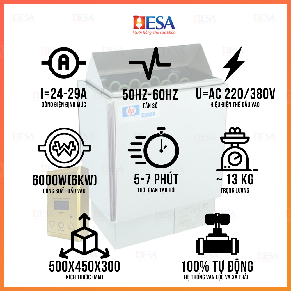 Máy Xông Hơi Khô Cho Phòng Xông Hơi Gia Đình HP Công Suất 6kW - Ảnh 3
